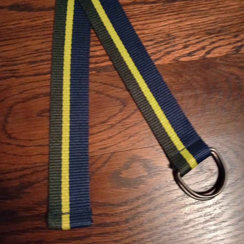Web Belt in Navy, Lime Green, and Dark Green